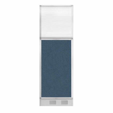 Versare Hush Panel Cubicle Partition 2' x 6' W/ Window Caribbean Fabric Clear Fluted Window W/Cable Channel 1812557-1